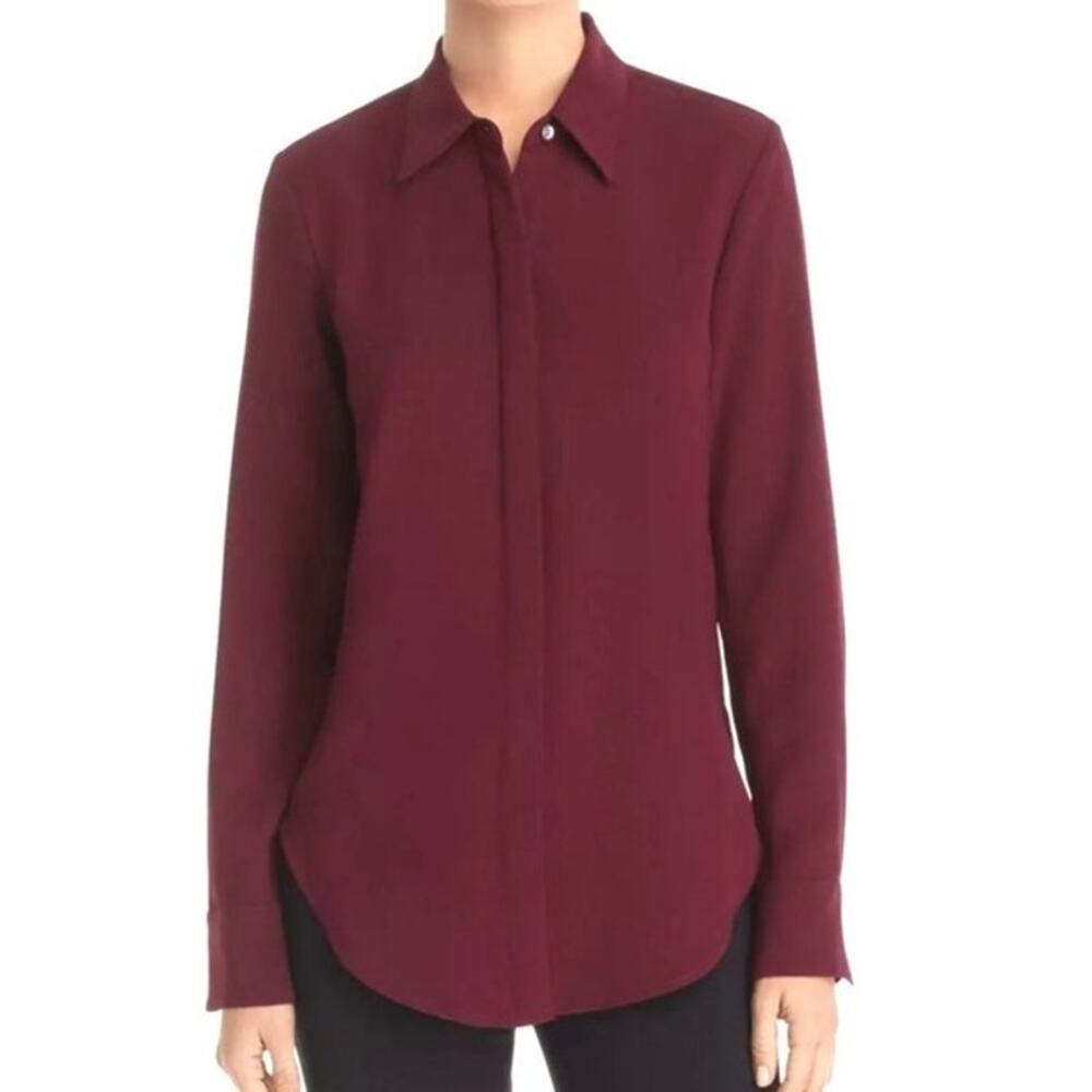 Theory Sunaya Urban Crepe Shirt - Merlot - Small